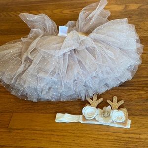 Newborn photographer set deer headband tutu